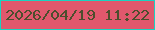 文字の大きさ：2、枠の色：19d3c1、背景の色：e0586d、文字の色：4c4e2d 無料ブログパーツのブログ時計