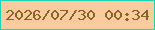 文字の大きさ：3、枠の色：19d4b5、背景の色：facb9f、文字の色：866625 無料ブログパーツのブログ時計