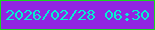 文字の大きさ：5、枠の色：19d620、背景の色：9125e1、文字の色：05f1d1 無料ブログパーツのブログ時計