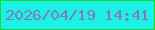 文字の大きさ：5、枠の色：19d929、背景の色：1bf1e6、文字の色：827abe 無料ブログパーツのブログ時計