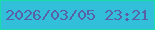 文字の大きさ：4、枠の色：19dca9、背景の色：31bfda、文字の色：5961a4 無料ブログパーツのブログ時計