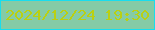 文字の大きさ：1、枠の色：19ddee、背景の色：85cba6、文字の色：bad012 無料ブログパーツのブログ時計