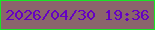 文字の大きさ：2、枠の色：19e426、背景の色：8b646c、文字の色：6501c3 無料ブログパーツのブログ時計