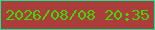 文字の大きさ：4、枠の色：19e592、背景の色：ab3d3a、文字の色：41d607 無料ブログパーツのブログ時計
