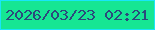文字の大きさ：1、枠の色：19e5f9、背景の色：16e693、文字の色：2c497c 無料ブログパーツのブログ時計