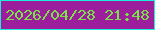 文字の大きさ：3、枠の色：19efd8、背景の色：9c1e9d、文字の色：7ae248 無料ブログパーツのブログ時計