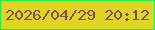 文字の大きさ：5、枠の色：19f24d、背景の色：dfd624、文字の色：864c53 無料ブログパーツのブログ時計