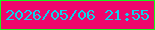 文字の大きさ：5、枠の色：19f41b、背景の色：ee076c、文字の色：07d5ee 無料ブログパーツのブログ時計