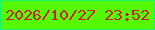 文字の大きさ：3、枠の色：19f669、背景の色：57f803、文字の色：ca1e26 無料ブログパーツのブログ時計