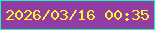 文字の大きさ：5、枠の色：19f9b6、背景の色：933da4、文字の色：f8f72d 無料ブログパーツのブログ時計
