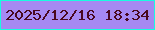 文字の大きさ：1、枠の色：19fce0、背景の色：a689f2、文字の色：49081f 無料ブログパーツのブログ時計