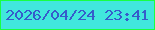 文字の大きさ：1、枠の色：19ff42、背景の色：41e7dd、文字の色：365ccb 無料ブログパーツのブログ時計
