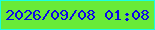 文字の大きさ：1、枠の色：19ffe1、背景の色：68eb37、文字の色：0d07e8 無料ブログパーツのブログ時計