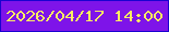 文字の大きさ：1、枠の色：1a02d0、背景の色：7e14e9、文字の色：faed62 無料ブログパーツのブログ時計