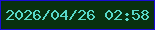 文字の大きさ：3、枠の色：1a0cd5、背景の色：08300f、文字の色：58d8c8 無料ブログパーツのブログ時計