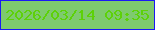 文字の大きさ：3、枠の色：1a19f4、背景の色：7eca6e、文字の色：5dd108 無料ブログパーツのブログ時計