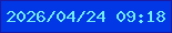 文字の大きさ：4、枠の色：1a1aa4、背景の色：0137e5、文字の色：72ebf0 無料ブログパーツのブログ時計