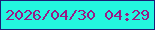 文字の大きさ：1、枠の色：1a1e76、背景の色：23f6df、文字の色：991b86 無料ブログパーツのブログ時計