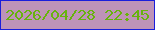 文字の大きさ：2、枠の色：1a1edb、背景の色：be93b8、文字の色：67b30d 無料ブログパーツのブログ時計
