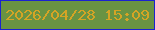 文字の大きさ：4、枠の色：1a22d0、背景の色：699343、文字の色：d5a425 無料ブログパーツのブログ時計