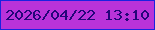 文字の大きさ：1、枠の色：1a22e0、背景の色：b933d9、文字の色：240579 無料ブログパーツのブログ時計