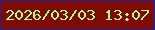 文字の大きさ：5、枠の色：1a24a3、背景の色：7f0b02、文字の色：abfaac 無料ブログパーツのブログ時計