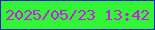 文字の大きさ：5、枠の色：1a25c4、背景の色：32f535、文字の色：c91bee 無料ブログパーツのブログ時計