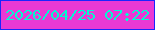 文字の大きさ：3、枠の色：1a25fe、背景の色：e939d4、文字の色：02fad0 無料ブログパーツのブログ時計