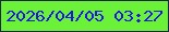 文字の大きさ：2、枠の色：1a2742、背景の色：6af138、文字の色：1f17e3 無料ブログパーツのブログ時計