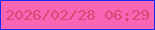 文字の大きさ：1、枠の色：1a29f2、背景の色：f865b4、文字の色：db4673 無料ブログパーツのブログ時計