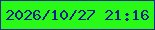 文字の大きさ：1、枠の色：1a2b8e、背景の色：28f916、文字の色：02208d 無料ブログパーツのブログ時計