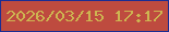 文字の大きさ：1、枠の色：1a2d93、背景の色：be4b3f、文字の色：cdb551 無料ブログパーツのブログ時計