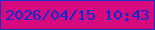 文字の大きさ：4、枠の色：1a2dbd、背景の色：d6097f、文字の色：062dd6 無料ブログパーツのブログ時計