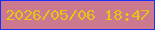 文字の大きさ：5、枠の色：1a2ffb、背景の色：cc798f、文字の色：e4c517 無料ブログパーツのブログ時計