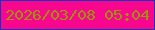 文字の大きさ：2、枠の色：1a34c1、背景の色：f8068e、文字の色：9c9309 無料ブログパーツのブログ時計