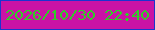 文字の大きさ：4、枠の色：1a34cf、背景の色：c913a5、文字の色：30cd27 無料ブログパーツのブログ時計