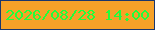 文字の大きさ：5、枠の色：1a366d、背景の色：f6a128、文字の色：21fe3a 無料ブログパーツのブログ時計