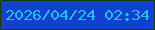 文字の大きさ：2、枠の色：1a3c00、背景の色：1042d2、文字の色：27bfea 無料ブログパーツのブログ時計