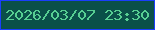 文字の大きさ：5、枠の色：1a3efc、背景の色：0a5049、文字の色：57ce92 無料ブログパーツのブログ時計