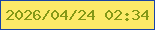 文字の大きさ：5、枠の色：1a44a7、背景の色：fdea68、文字の色：859816 無料ブログパーツのブログ時計