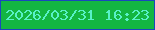 文字の大きさ：5、枠の色：1a47bd、背景の色：13b642、文字の色：58f1c8 無料ブログパーツのブログ時計