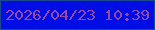 文字の大きさ：1、枠の色：1a498d、背景の色：010de5、文字の色：9649a6 無料ブログパーツのブログ時計