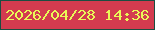 文字の大きさ：4、枠の色：1a4d41、背景の色：d33b4f、文字の色：e9fa57 無料ブログパーツのブログ時計
