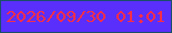 文字の大きさ：5、枠の色：1a4e6a、背景の色：5a2ffc、文字の色：f42e49 無料ブログパーツのブログ時計