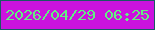 文字の大きさ：5、枠の色：1a5964、背景の色：cb13de、文字の色：63ef82 無料ブログパーツのブログ時計