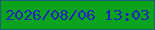 文字の大きさ：2、枠の色：1a6076、背景の色：0aa31b、文字の色：2125ba 無料ブログパーツのブログ時計