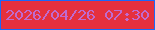 文字の大きさ：4、枠の色：1a68f9、背景の色：e5303e、文字の色：c06acf 無料ブログパーツのブログ時計