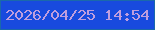 文字の大きさ：4、枠の色：1a69aa、背景の色：184ade、文字の色：bf9ede 無料ブログパーツのブログ時計
