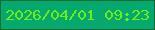 文字の大きさ：1、枠の色：1a6a2e、背景の色：05a86f、文字の色：6fed16 無料ブログパーツのブログ時計