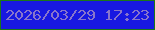 文字の大きさ：3、枠の色：1a7718、背景の色：1818e1、文字の色：8875cb 無料ブログパーツのブログ時計